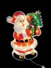 Новогодняя электрическая гирлянда-панно Дед Мороз с елкой, 46х35 см в пакете (белый провод), артикул Е91046, фирма Snowmen.  Электрогирлянда с блестящей поверхностью, 30 ламп, электрогирлянду новогоднюю купить, Новогодняя электрическая гирлянда-панно