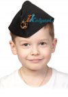 Детская пилотка черная, детская военная пилотка, пилотка ВМФ, шапка пилотка для мальчика и для девочки, размер 53-55 см