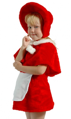408 Карнавальный костюм Красная шапочка (блуза, жилет, юбка с фартуком, шапочка) Зв. маскарад р. 2