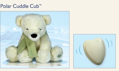 Полярный медвежонок, детская мягкая игрушка с нежным вибрирующим сердцебиением, игрушка  для релаксации и сна, натуральное соевое волокно и наполнитель, производство американской компании Cloud B - Клауд Би