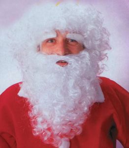 новогодний аксессуар - комплект парик, борода, усы, брови Деда Мороза