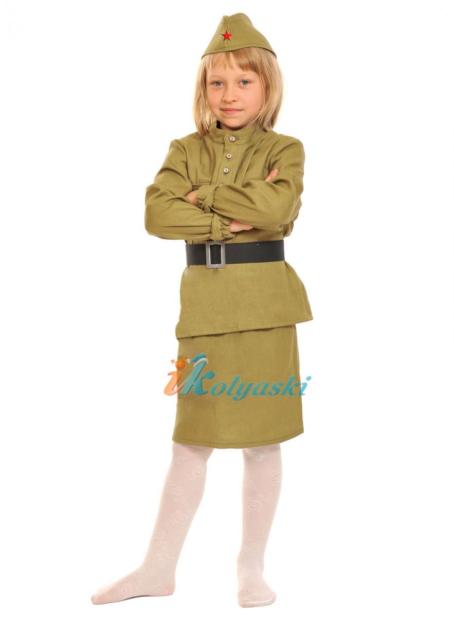  Костюм Солдаточки для девочки, костюм солдатки ВОВ для девочки, костюм солдата для девочки, детский  солдатский костюм для девочки,  размер XL, рост 140-146 см, 11-13 лет