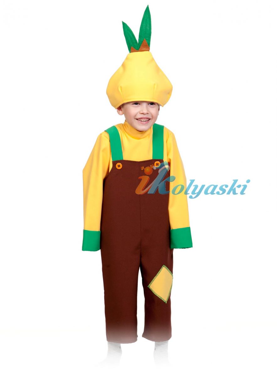 Костюм Лук Чиполлино, детский карнавальный костюм Чиполлино, рост 98-128 см, от 2 до 7 лет