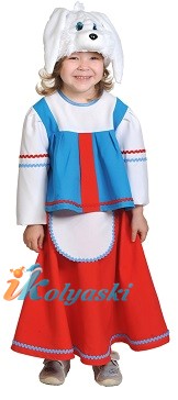 Костюм Зайки Хозяйки, костюм Зайца для девочки. Детский карнавальный костюм из Зайка Хозяйка. На возраст 3-7 лет или рост 98-134 см. В комплекте шапка-маска, блузка, юбка с передником.