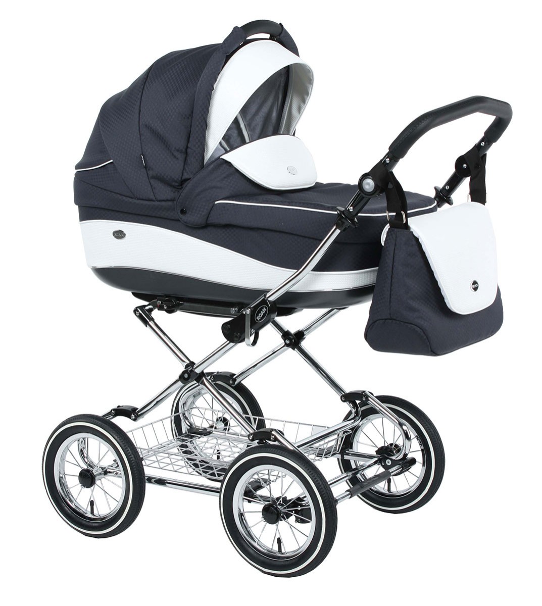 Детская коляска для новорожденных Roan Emma Chrome 2 в 1, Роан Эмма Хром на 12 дюймовых надувных или литых колесах