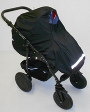 Дождевик-ветровик-пыльник плащевый со светоотражателем и встроенной москитной сеткой на классическую детскую коляску 1 в 1, 2 в 1, 3 в 1, на коляску-люльку