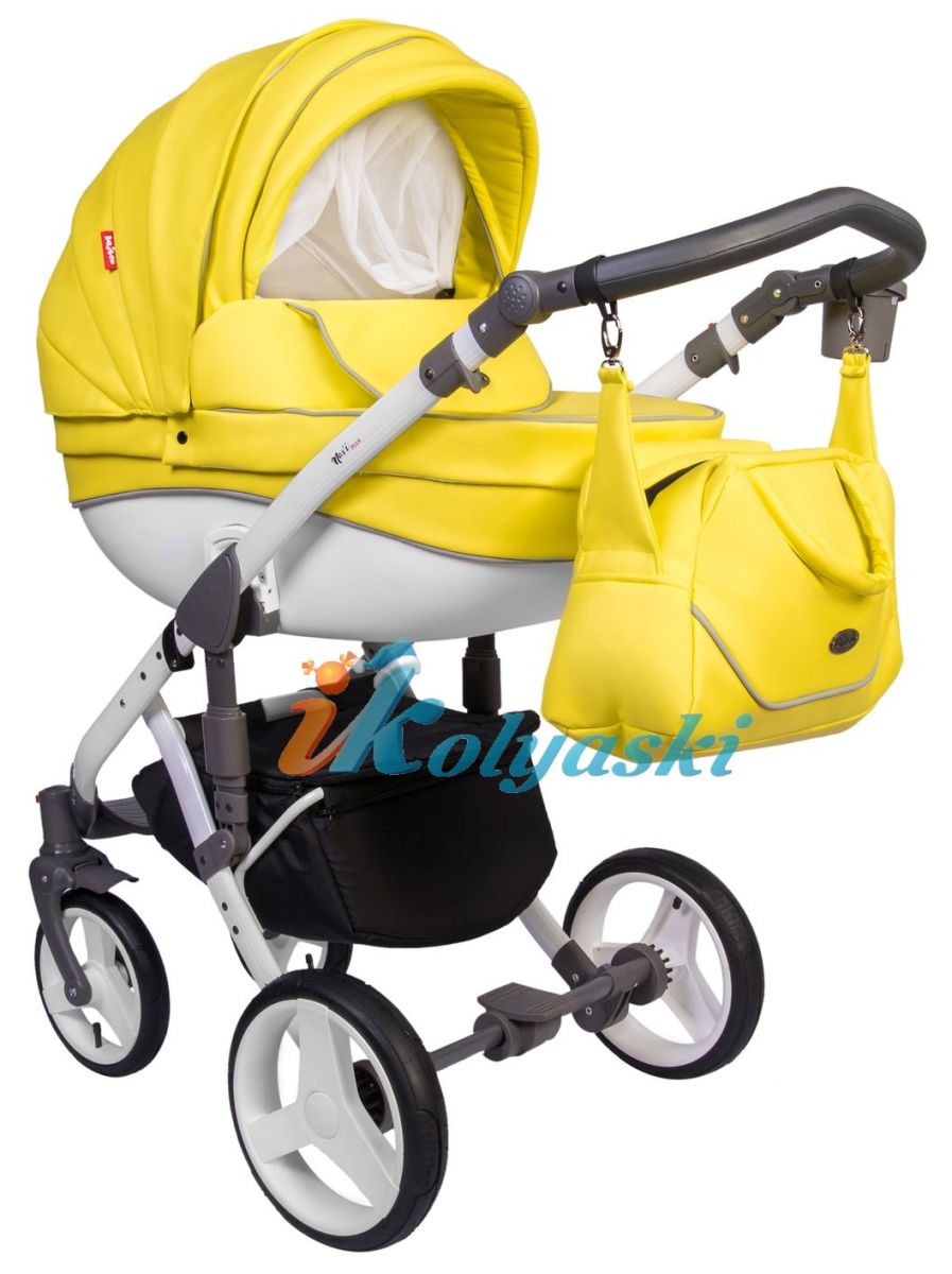Kajtex Navy Plus Soft 2 в 1 экокожа и Basic Collection ткань, детская коляска для новорожденных, модульная на поворотных колесах, 2 в 1 Roan Bass Soft  - Роан Басс шасси Софт, обшивка люльки экокожа или ткань. Новинка 2018. Цвет Sunny Lime -экокожа