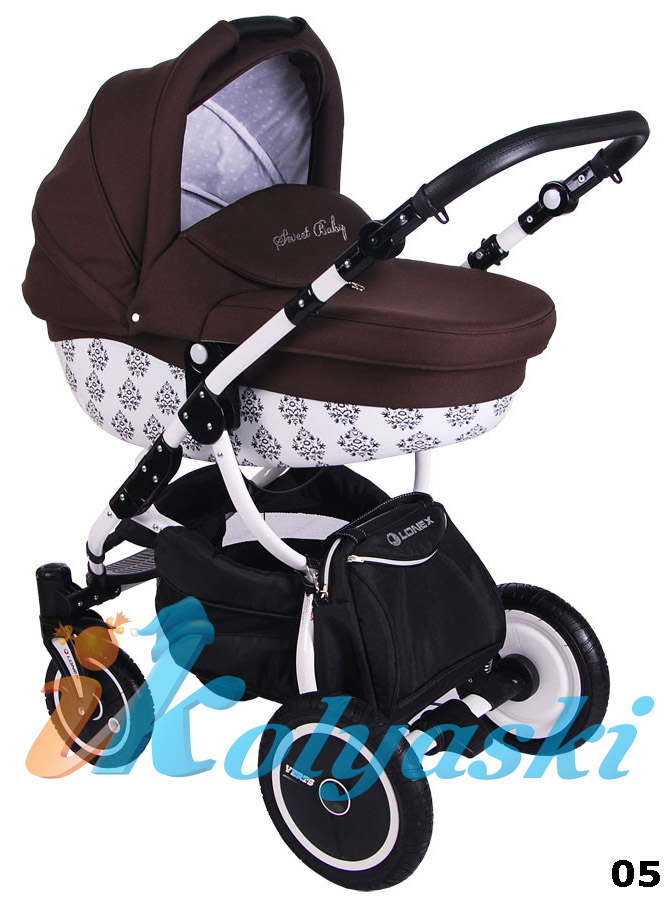 новинка  2014  - детская коляска для новорожденных 2 в 1 LONEX SWEET BABY, люлька расписная, коляска украшена стразами, коляска зима-лето, на поворотных надувных колесах