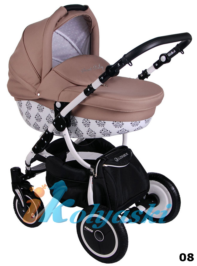 новинка  2014  - детская коляска для новорожденных 2 в 1 LONEX SWEET BABY, люлька расписная, коляска украшена стразами, коляска зима-лето, на поворотных надувных колесах