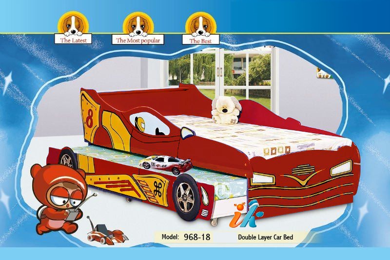 Детская кровать-машина, кровать - Гоночная машина  Racing Car 968-18, кровать для двойни из мдф, для двоих детей,  кровать машина, кровать-машина, купить кровать машину, заказать с доставкой, интернет-магазин детской мебели