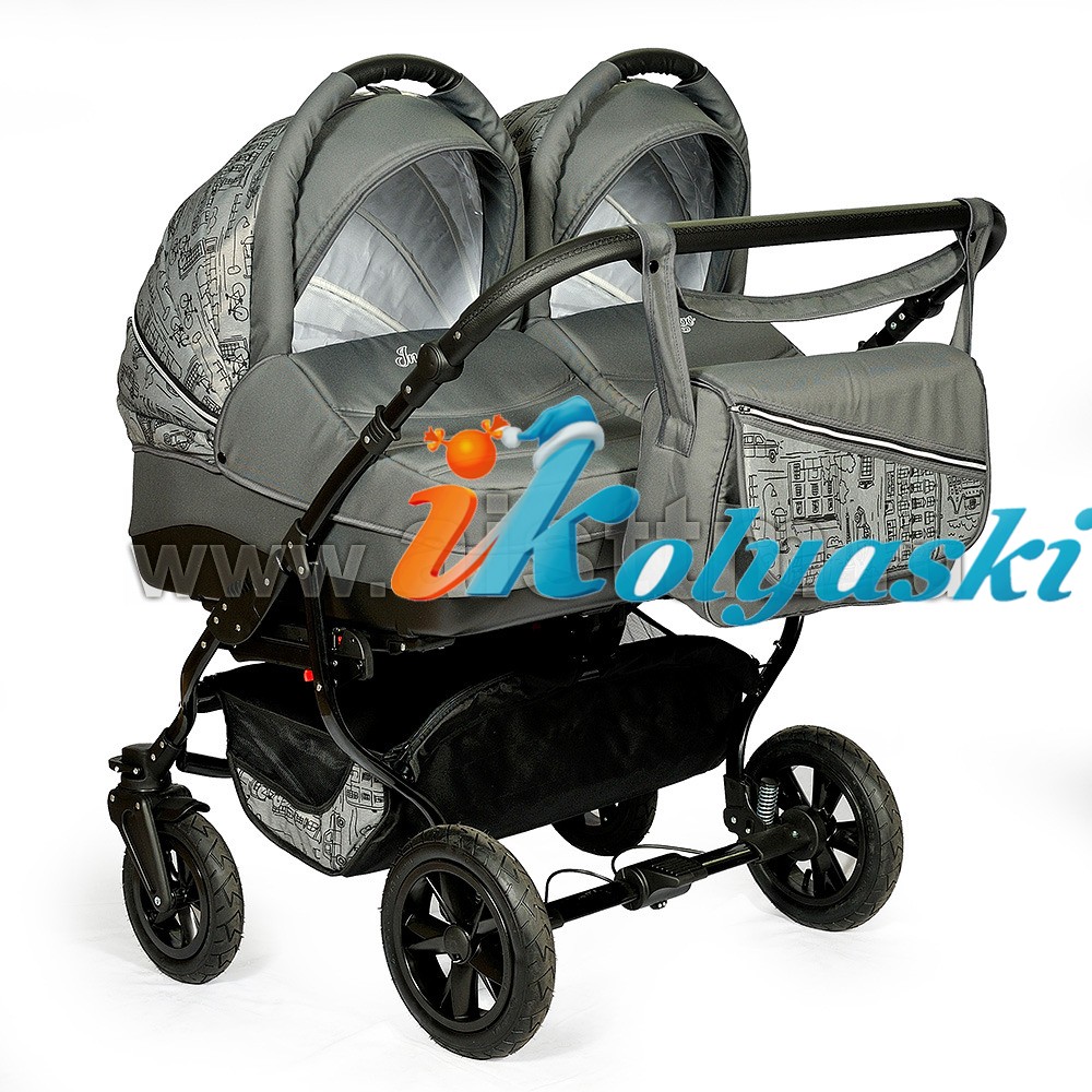 Детская универсальная коляска для двойни Slaro Indigo  Color DUO, коляска для близнецов 2 в 1, маневренная коляска для двойняшек, коляска на передних поворотных колесах, производство Польша, коляски для двойни, коляски для новорожденных