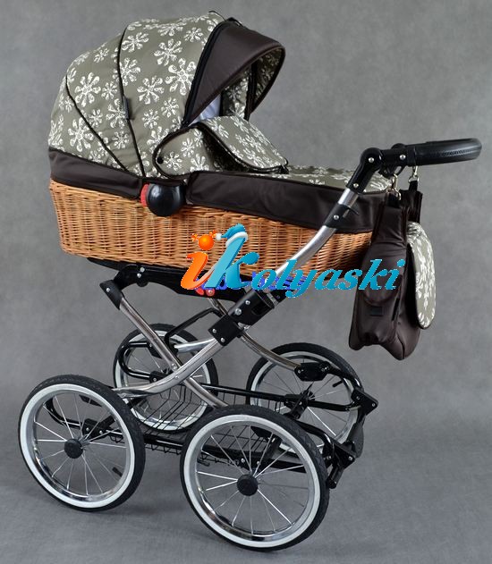 Детская коляска для новорожденных, коляска корзина, коляска Kajtex, Wiklina, Retro, спальная, коляска люлька, коляска 2 в 1, корзина, немецкая коляска, натуральная лоза, коляски в стиле ретро, Кайтекс Виклина ретро люкс, купить коляску для новорожден