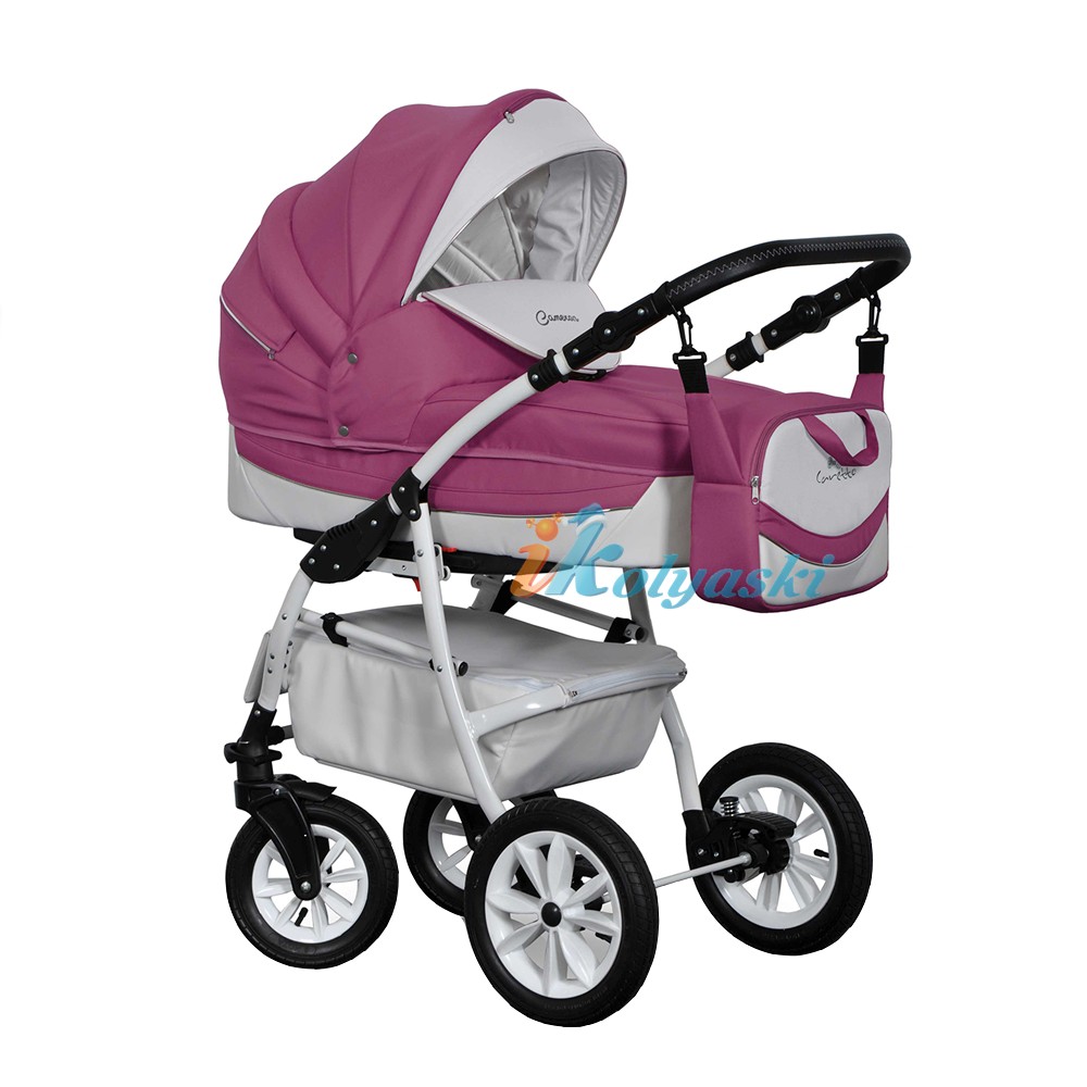 Детская коляска 3 в 1 с автокреслом для новорожденных Cameron Caretto Кэмерон Каретто, новинка, много расцветок, комбинированная: ткань и эко-кожа. Цвет 05