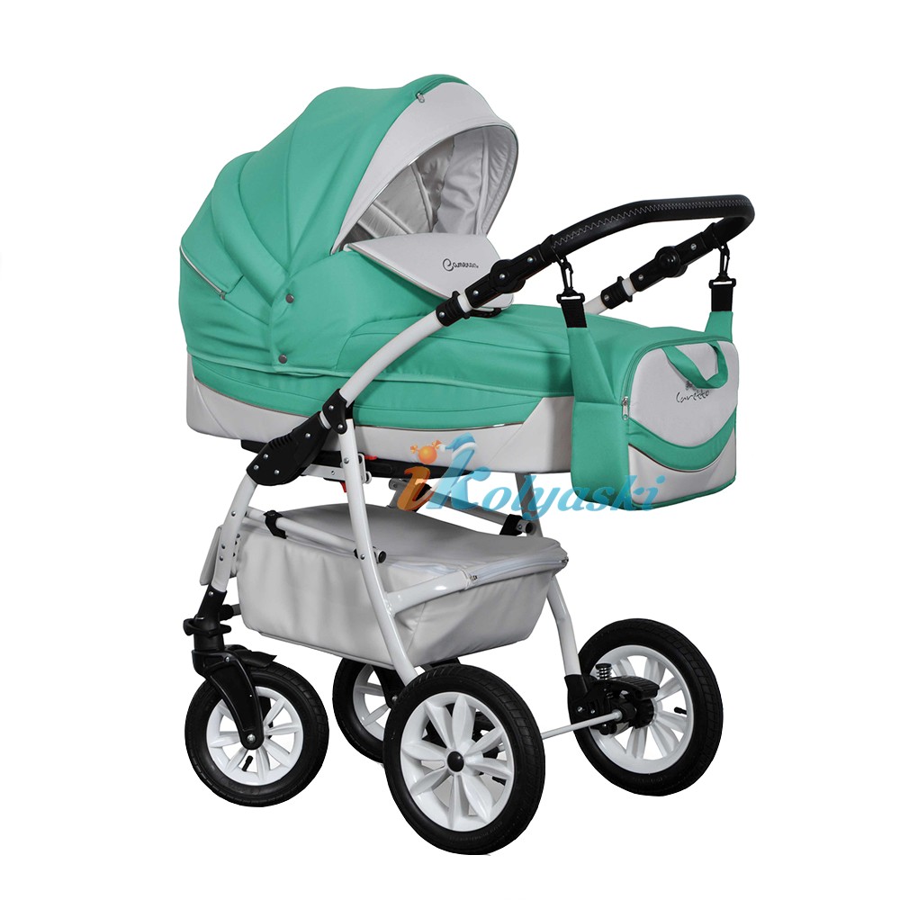 Детская коляска 3 в 1 с автокреслом для новорожденных Cameron Caretto Кэмерон Каретто, новинка, много расцветок, комбинированная: ткань и эко-кожа. Цвет 07