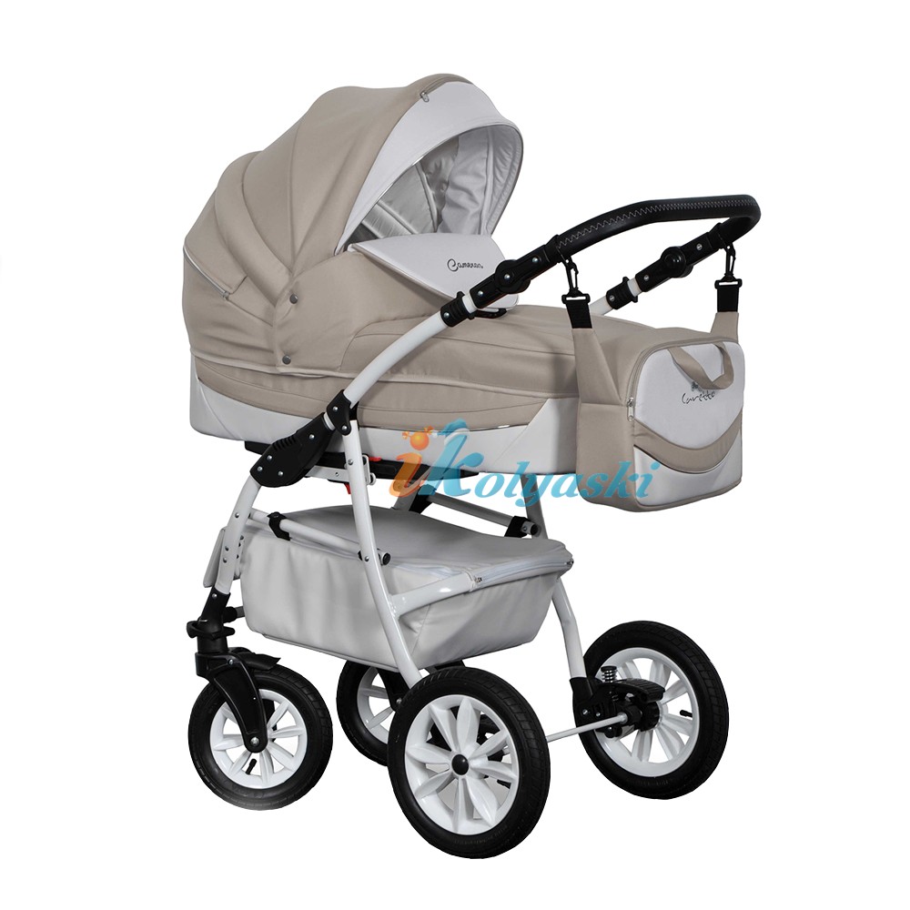 Детская коляска 3 в 1 с автокреслом для новорожденных Cameron Caretto Кэмерон Каретто, новинка, много расцветок, комбинированная: ткань и эко-кожа. Цвет 01