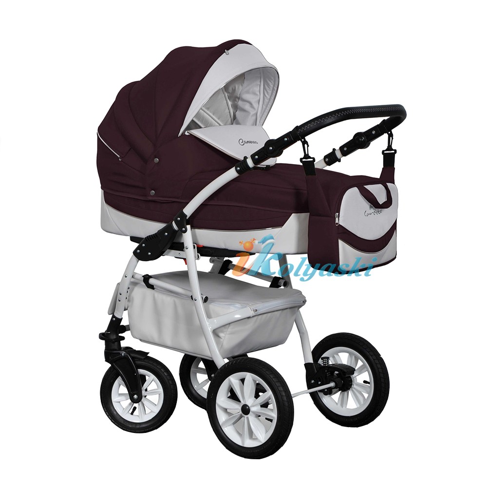 Детская коляска 3 в 1 с автокреслом для новорожденных Cameron Caretto Кэмерон Каретто, новинка, много расцветок, комбинированная: ткань и эко-кожа. Цвет 03