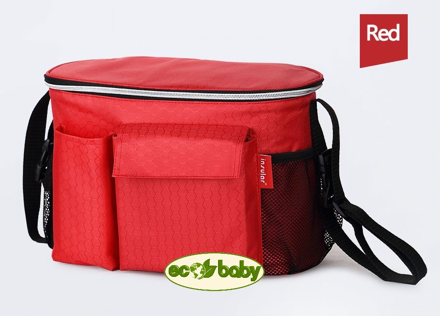 	 Термосумка для детской коляски, сумка для мамы на коляску Ecobaby, модель Insular, артикул ЕС-002, цвет Red - Красный.