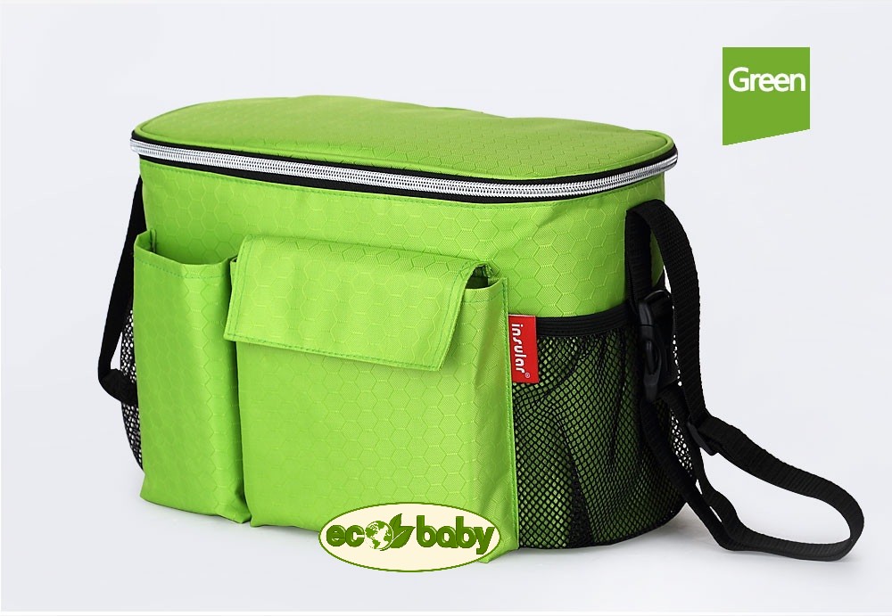 Термосумка для детской коляски, сумка для мамы на коляску Ecobaby, модель Insular, артикул ЕС-002, цвет Green - Зеленый.