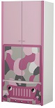 Детский шкаф для одежды, серия Веселый Джип, цвет розовый, камуфляж, материал МДФ,  шкаф для одежды детский, детский шифоньер в комнату для девочки, американская детская мебель