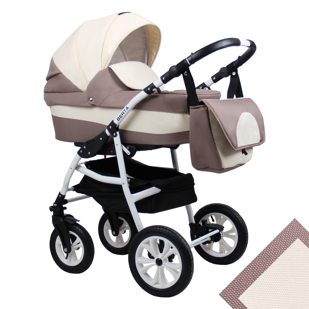 Детская коляска для новорожденных 2 в 1 на поворотных колесах, модульная коляска с прогулочным блоком Alis Berta, Алис Берта. Цвет Be-01