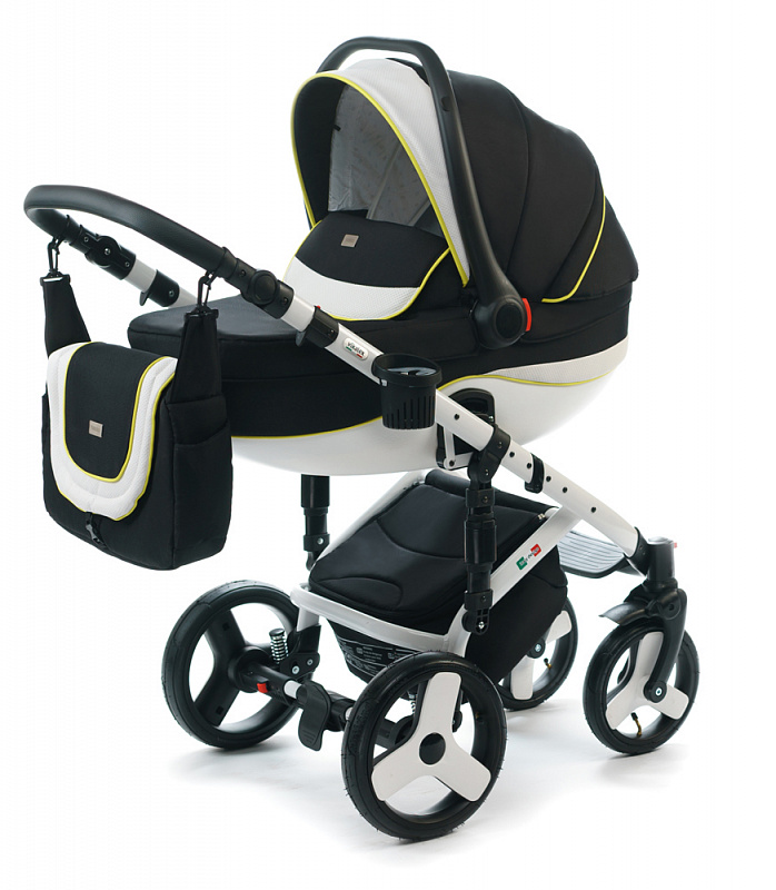 Детская коляска для новорожденных  3 в 1 на поворотных колесах, с автокреслом группы 0+ Vikalex Tasso, Италия, цвета разные, артикул: 76184, цвет Black