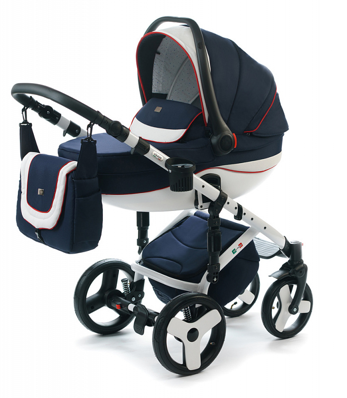 Детская коляска для новорожденных  3 в 1 на поворотных колесах, с автокреслом группы 0+ Vikalex Tasso, Италия, цвета разные, артикул: 76184, цвет Navy Blue