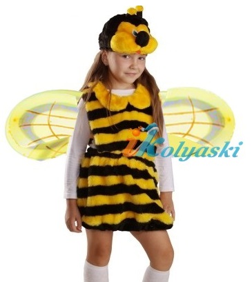Роскошный плюшевый костюм Пчелки для девочки, костюм пчелки состоит из платья, шапки-маски с усиками и крыльев 
