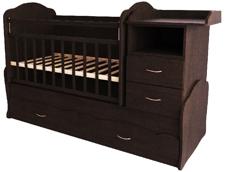 Детская кроватка-трансформер Алиса, кроватка для новорожденных с пеленальным комодом, подростковая кровать + письменный стол с ящиками,