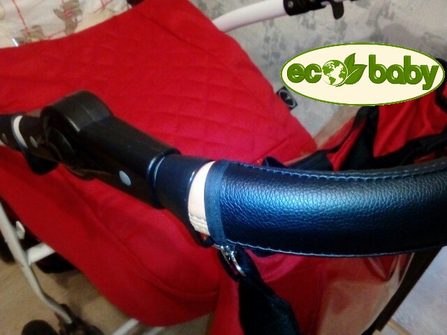 Оплетка ручки детской коляски, оплетка бампера детской коляски,  защитный кожаный чехол на ручку детской коляски универсальный, на молнии, эко-кожа, фирма Ecobaby