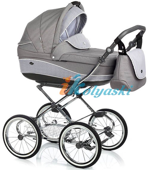 Детская коляска для новорожденных Roan Emma Chrome 3 в 1, Роан Эмма Хром 14 дюймовые дутые колеса, ЦВЕТ Е-51