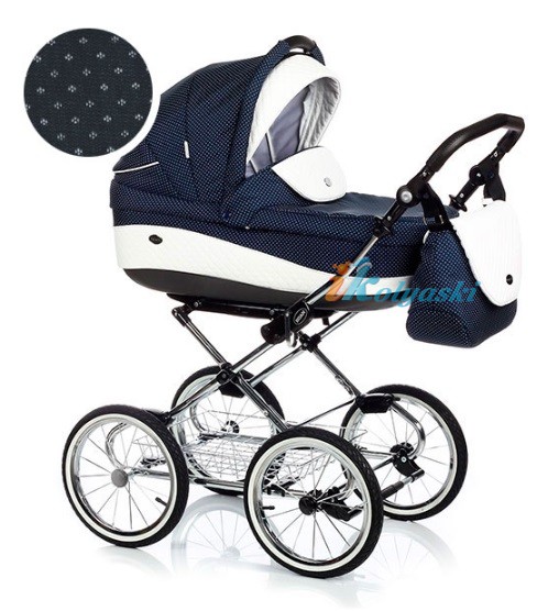 Детская коляска для новорожденных Roan Emma Chrome 3 в 1, Роан Эмма Хром на 14 дюймовых надувных колесах, цвет E190