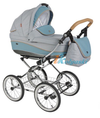 Детская коляска для новорожденных Roan Emma Chrome 3 в 1, Роан Эмма Хром на 14 дюймовых надувных колесах, цвет E30