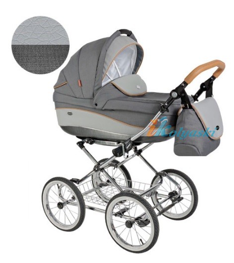 Детская коляска для новорожденных Roan Emma Chrome 3 в 1, Роан Эмма Хром на 14 дюймовых надувных колесах, цвет E31