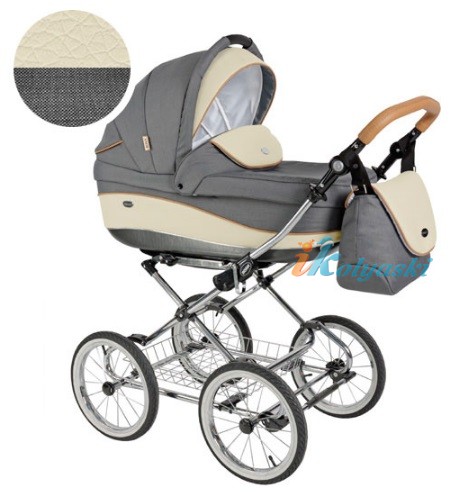 Детская коляска для новорожденных Roan Emma Chrome 3 в 1, Роан Эмма Хром на 14 дюймовых надувных колесах, цвет E33