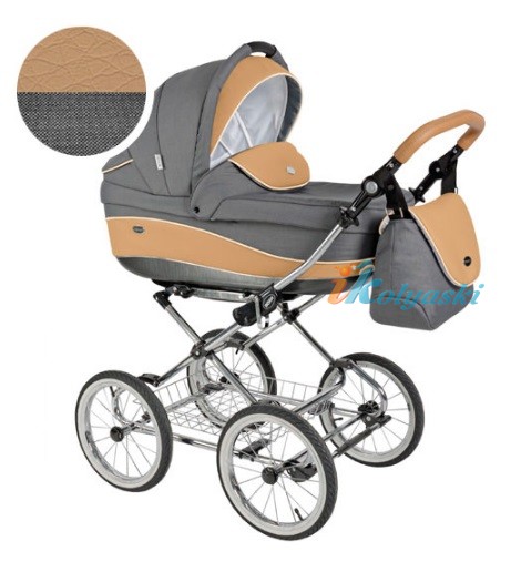 Детская коляска для новорожденных Roan Emma Chrome 3 в 1, Роан Эмма Хром на 14 дюймовых надувных колесах, цвет E34