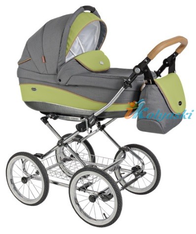 Детская коляска для новорожденных Roan Emma Chrome 3 в 1, Роан Эмма Хром на 14 дюймовых надувных колесах, цвет E35