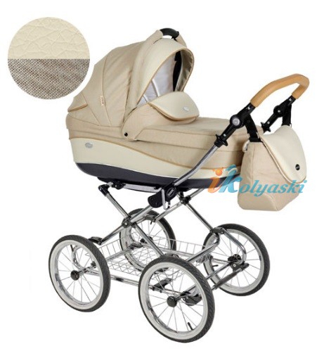 Детская коляска для новорожденных Roan Emma Chrome 3 в 1, Роан Эмма Хром на 14 дюймовых надувных колесах, цвет E36