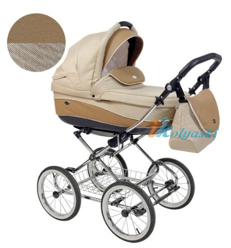 Детская коляска для новорожденных Roan Emma Chrome 3 в 1, Роан Эмма Хром на 14 дюймовых надувных колесах, цвет E37