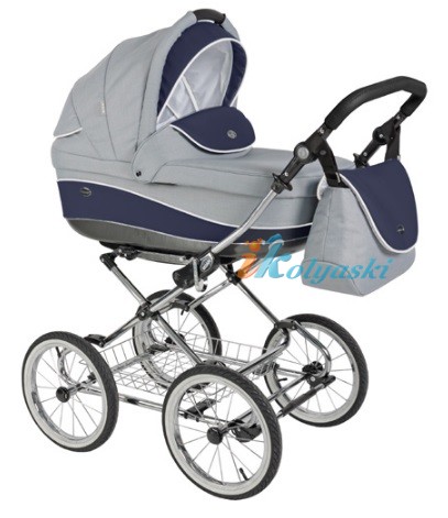 Детская коляска для новорожденных Roan Emma Chrome 3 в 1, Роан Эмма Хром на 14 дюймовых надувных колесах, цвет E38