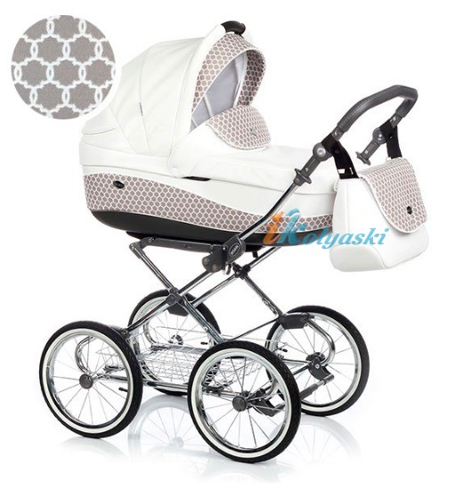 Детская коляска для новорожденных Roan Emma Chrome 3 в 1, Роан Эмма Хром на 14 дюймовых надувных колесах, цвет E43