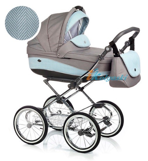 Детская коляска для новорожденных Roan Emma Chrome 3 в 1, Роан Эмма Хром на 14 дюймовых надувных колесах, цвет E49