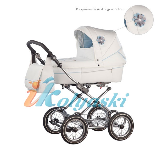 Расцветка белая с голубым салоном - R4 . Детская коляска люлька, коляска для новорожденных, коляска зима-лето, коляска 2 в 1, Raon Rialto Luxe