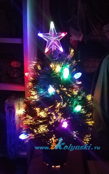 Светодиодная оптоволоконная новогодняя елка с шишками 60 см, верхушка-звезда, GiftTree Ctrafts